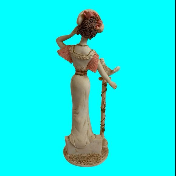 Artmark Marlo Collection, Lady With Bird Figurine Victorian Dress Resin 9” Tall - Picture 4 of 6